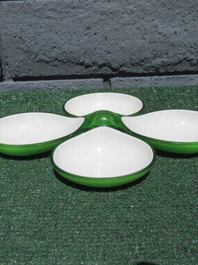 2 Guzzini Lime Green Interlocking Bowl Condiment Serving Dishes Made In Italy